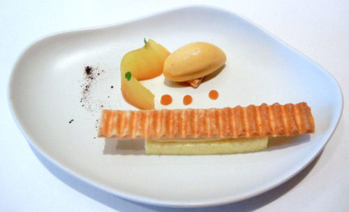 pineapple confit, grilled millefeuille, ‘grand cru’ madagascar vanilla cream licorice, lime & yoghurt mousse, exotic fruit sorbet