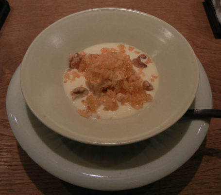 Caramel Ice Cream, Rum Mousse and Jelly with Fried Tofu Skin