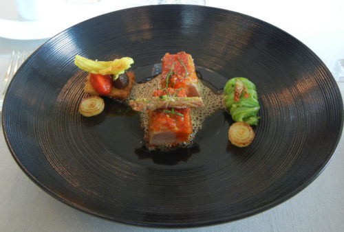 Saddle of suckling lamb, flavored with sweet pepper and ginger